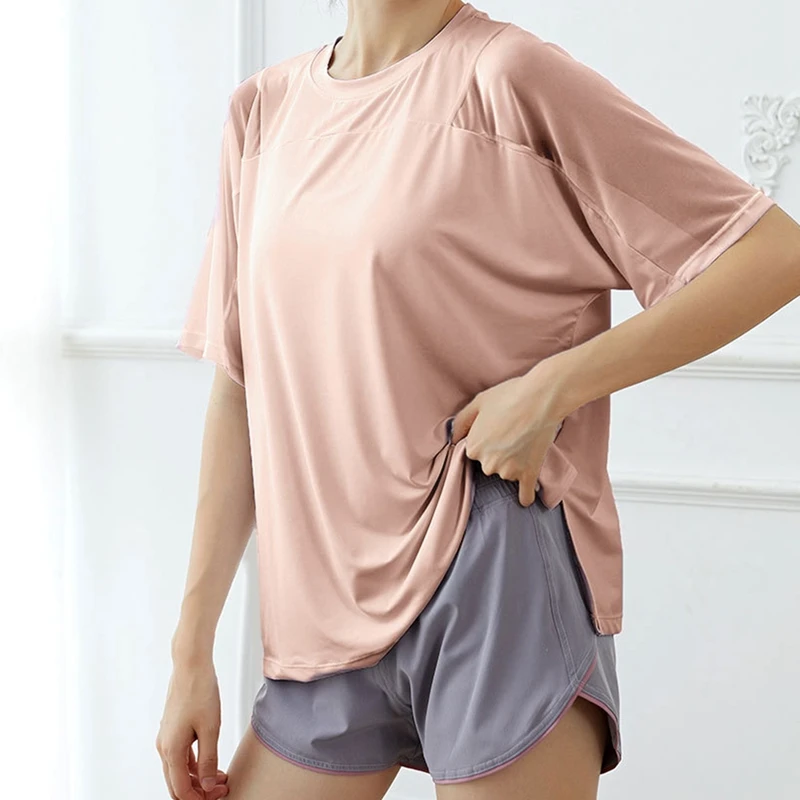 

Women Sexy Yoga Top Back Mesh Quick-Drying Breathable Slim Elastic Sports Shirt Gym Fitness Sports Jerseys