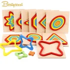 Новые Деревянные игрушки Монтессори, Ранние развивающие наклонные игрушки, доска для рук, Радужный цвет, геометрия познания, детская игрушка, детская игра