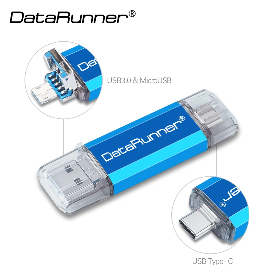 

New DataRunner OTG USB 3.0 Flash Drives 512GB 256GB Pen Drive 32GB 64GB 128GB Pendrive 3 in 1 Micro Usb Stick Type C Flash Drive