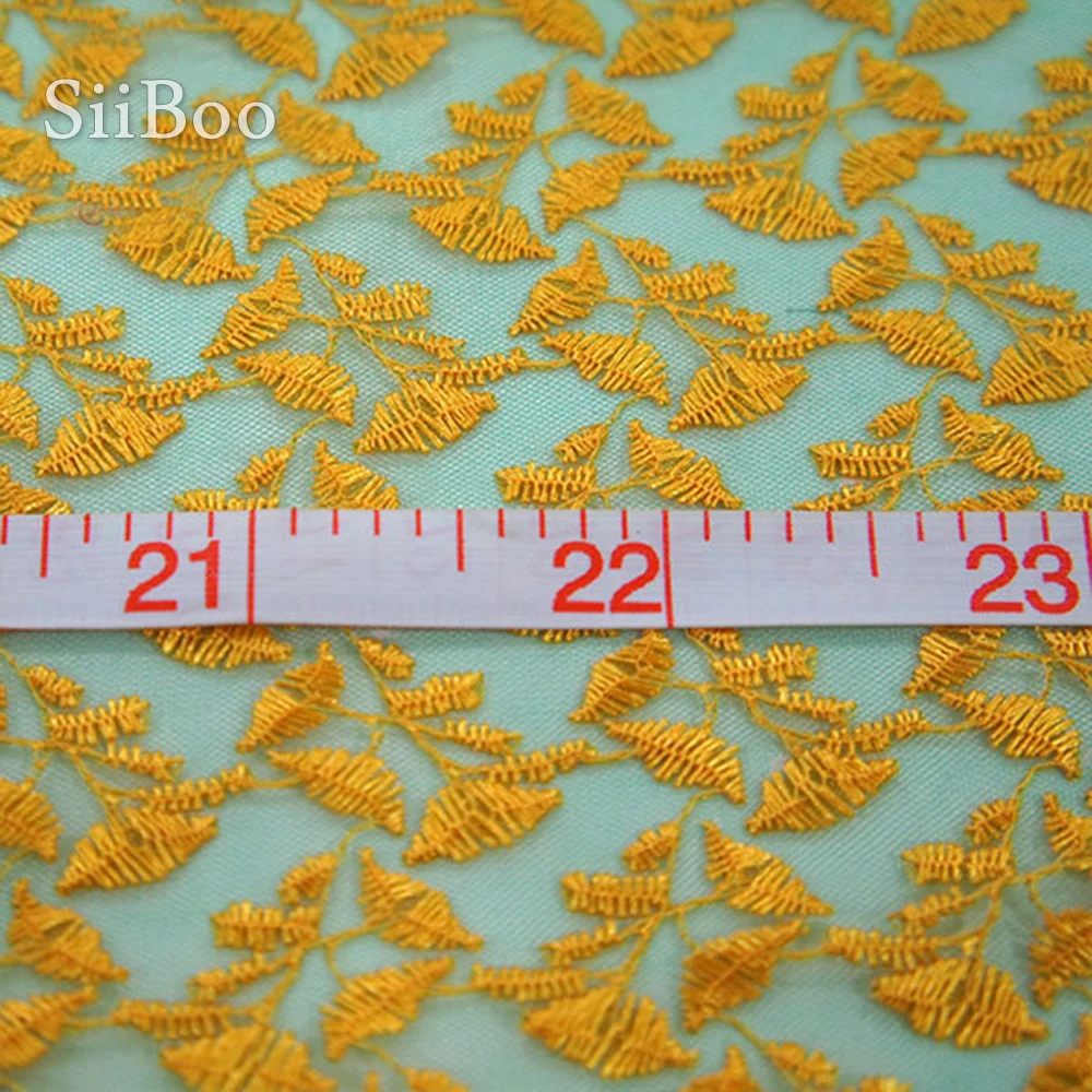 Высококачественная желтая кружевная ткань из органзы и полиэстера для