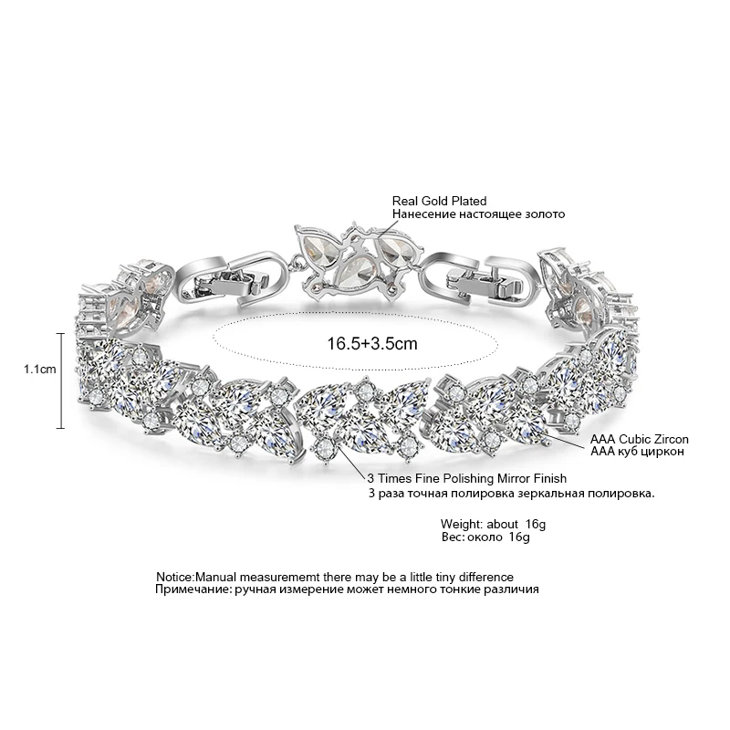 Браслет женский Блестящий с фианитами в виде капли воды|Цепочки и браслеты| |