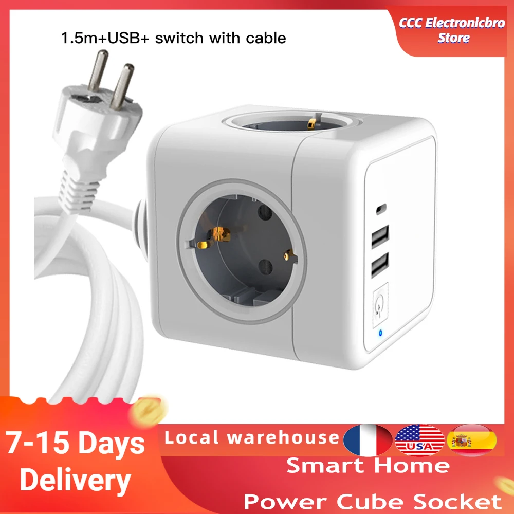 Блок питания с 2 USB портами удлинитель для умного дома|Электрические вилки| |