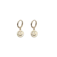 koudoun 1pair funny smile face pendant hoop earrings for women men handmade gold metal color endless circle earrings jewelry