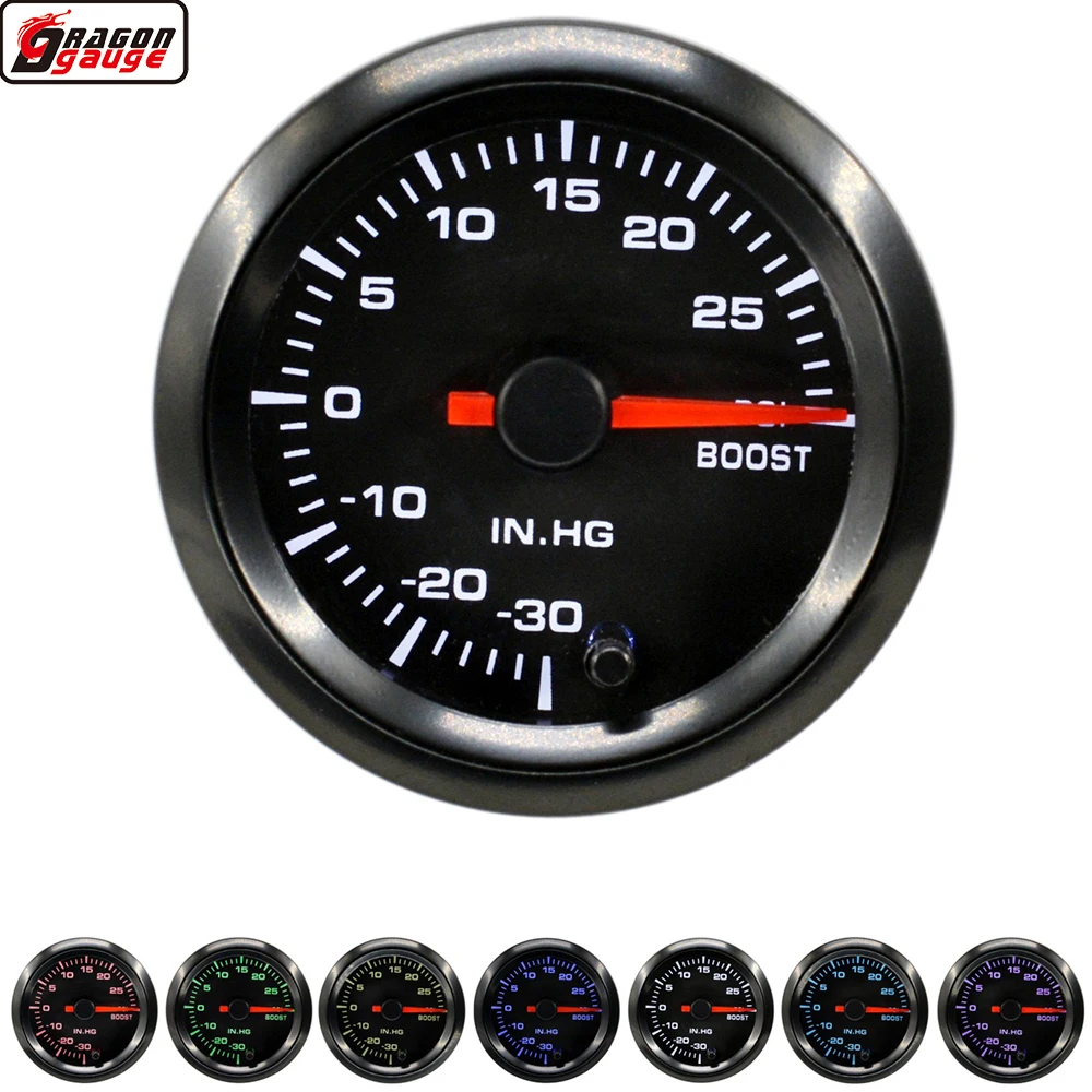 

Dragon 2" 52mm High Speed Stepper Motor Auto Car 7 Colors LED Backlight Boost Gauge -30-30 PSI Turbo Meter Free Shipping