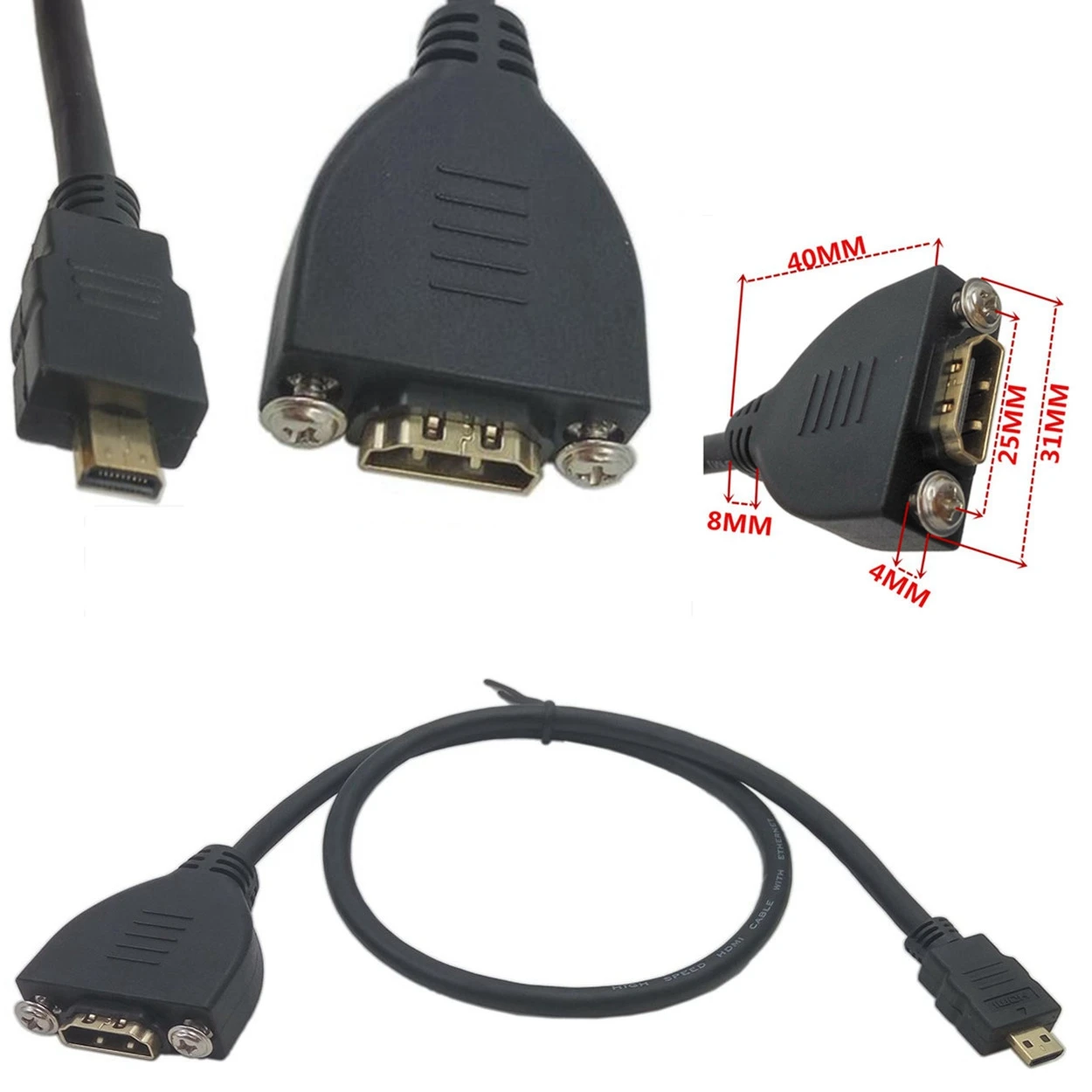 0 5 м 1 позолоченные высокое Скорость микро HDMI Male A Женский удлинитель с винтовым