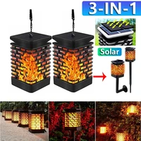 12pcs outdoor solar light with sensor flickering flame hanging lantern wall pathway lights landscape decorative lighting