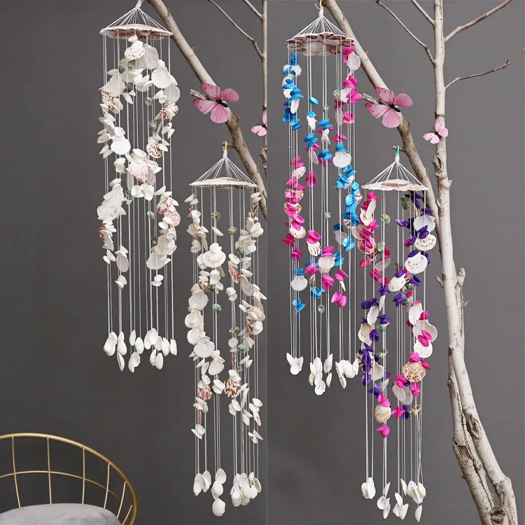 

Colorful shells exquisite Japanese style 19 Ssangyong white color wind chimes V2623 fashion jewelry store supply