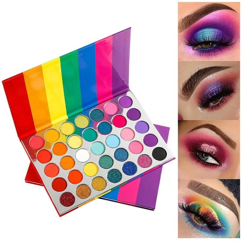 

Professional 35 Colours Rainbow Eyeshadow Makeup Palette Colorful Mixed Neon Eyeshadow Palette Waterproof Glitter Eye Shadow