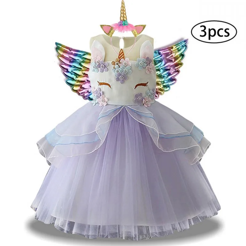 Unicorn Dress Christmas Kids Dresses For Girls Moana Elsa Costume Princess Children Birthday Party fantasia | Детская одежда и