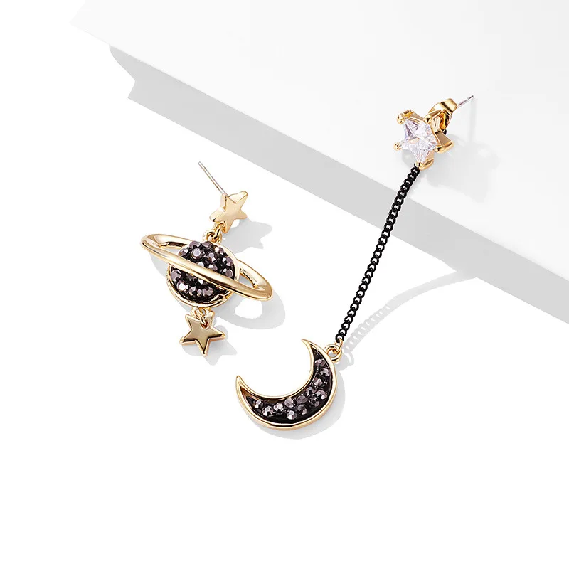 

SNCSDK Long asymmetrical planet Women's earrings moon stars Women Stud earrings fashionable temperament fashion jewelry
