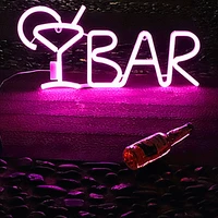 battery powered bar light sign led neon letter night light party warm white creative neon bar led light sign wall hanging light