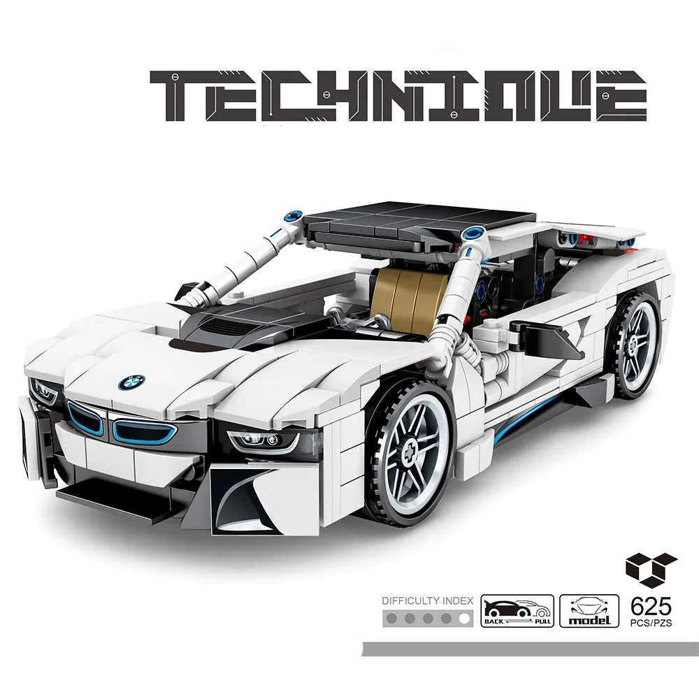 625 шт. город Скорость тянуть обратно гоночный автомобиль строительные блоки