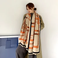korean autumn and winter new leopard print imitation cashmere scarf women warm thick shawl double sided scarf 60190cm
