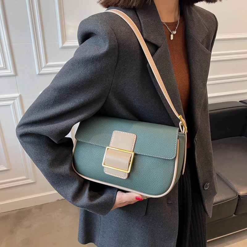 

Handbags For Women High Quality Litchi Grain Solid PU Leather 6 Color Shoulder Messenger Tote Women's Bag Purses And Handbags