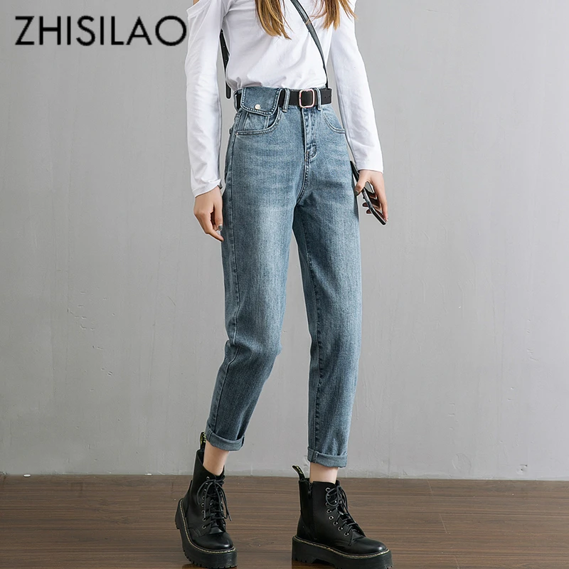 Harem High Waist Jeans Women Vintage Straight Boyfriend Mom Mujer Retro Denim Pants 2020 Blue Black Casual | Женская одежда