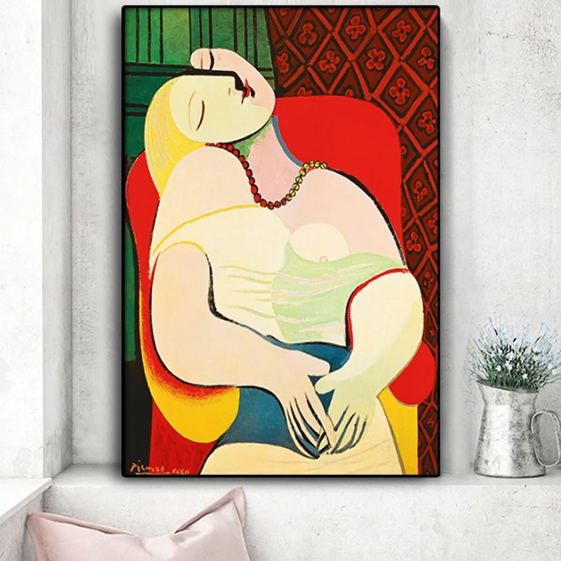 

Dreaming Woman By Picasso Abstract Canvas Paintings Reproductions Impressionist Wall Art Posters and Print for Living Room Decor