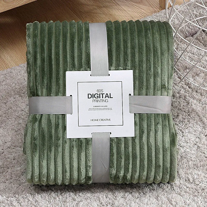 army green stripe Зимнее воздухопроницаемое одеяло, мягкое дышащее одеяло, тонкое Клетчатое одеяло в полоску, покрывало на кровать - Цвет: army green stripe