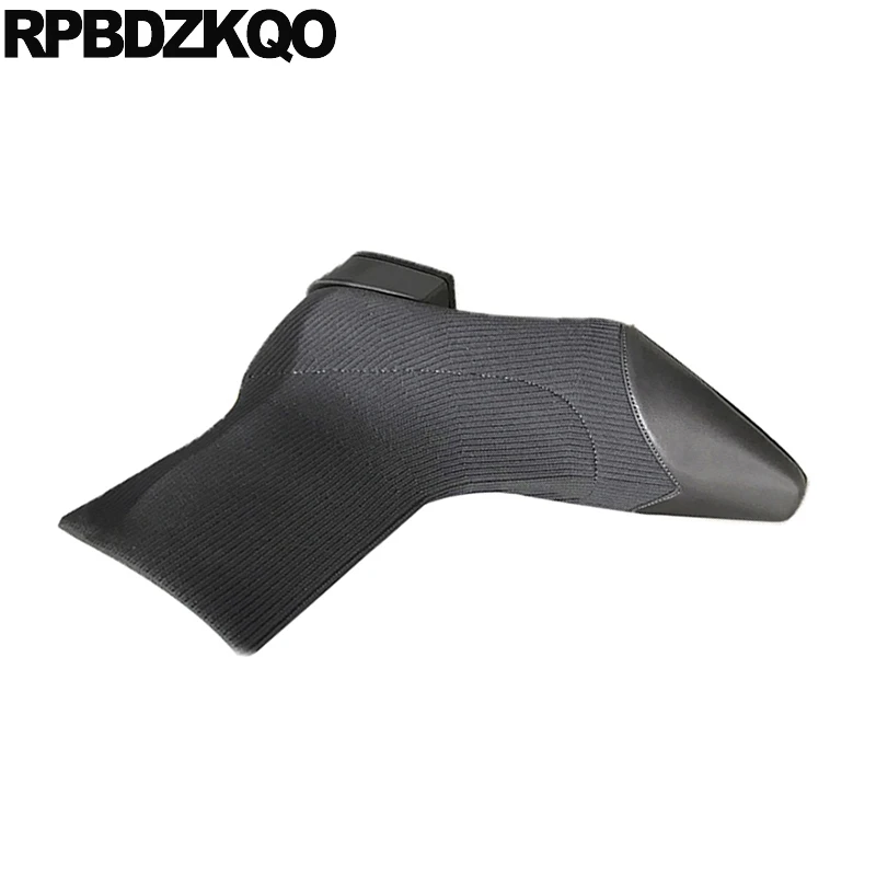 Ботинки женские короткие вязаные квадратный носок квадратная подошва без