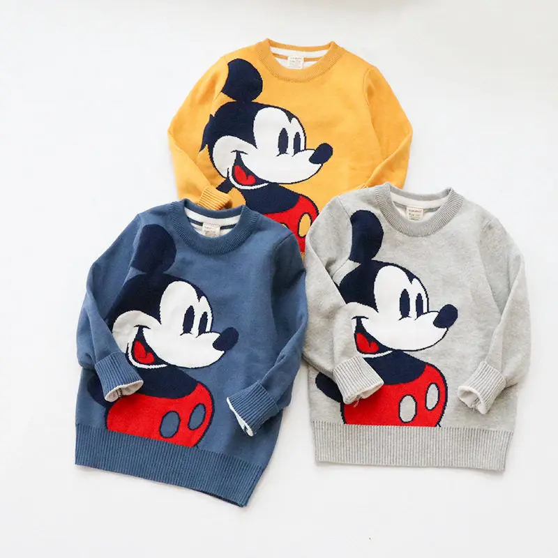Одежда для малышей свитеры с капюшоном мальчиков и девочек Микки Маусом вышивка