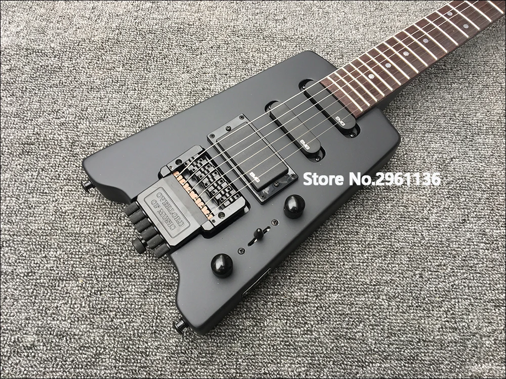 2019 hohe qualität 31 zoll kopflose elektrische gitarre schwarz matt farbe ahorn gitarre kopf und mahagoni körper kostenloser versand free