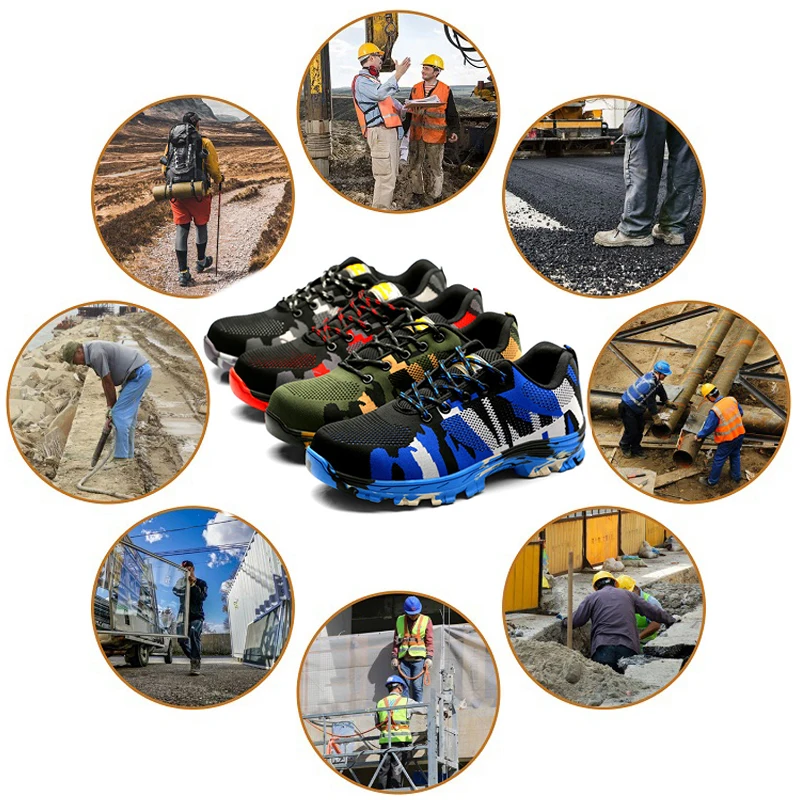 Camouflage Steel Toe Shoes Work Sneakers Puncture-Proof Safety Shoes Men Construction Industrial Shoes Military Boots Men Shoes images - 6