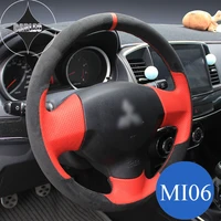 car steering wheel cover for mitsubishi lancer outlander pajero genuine suede leather stitching personality customized holder