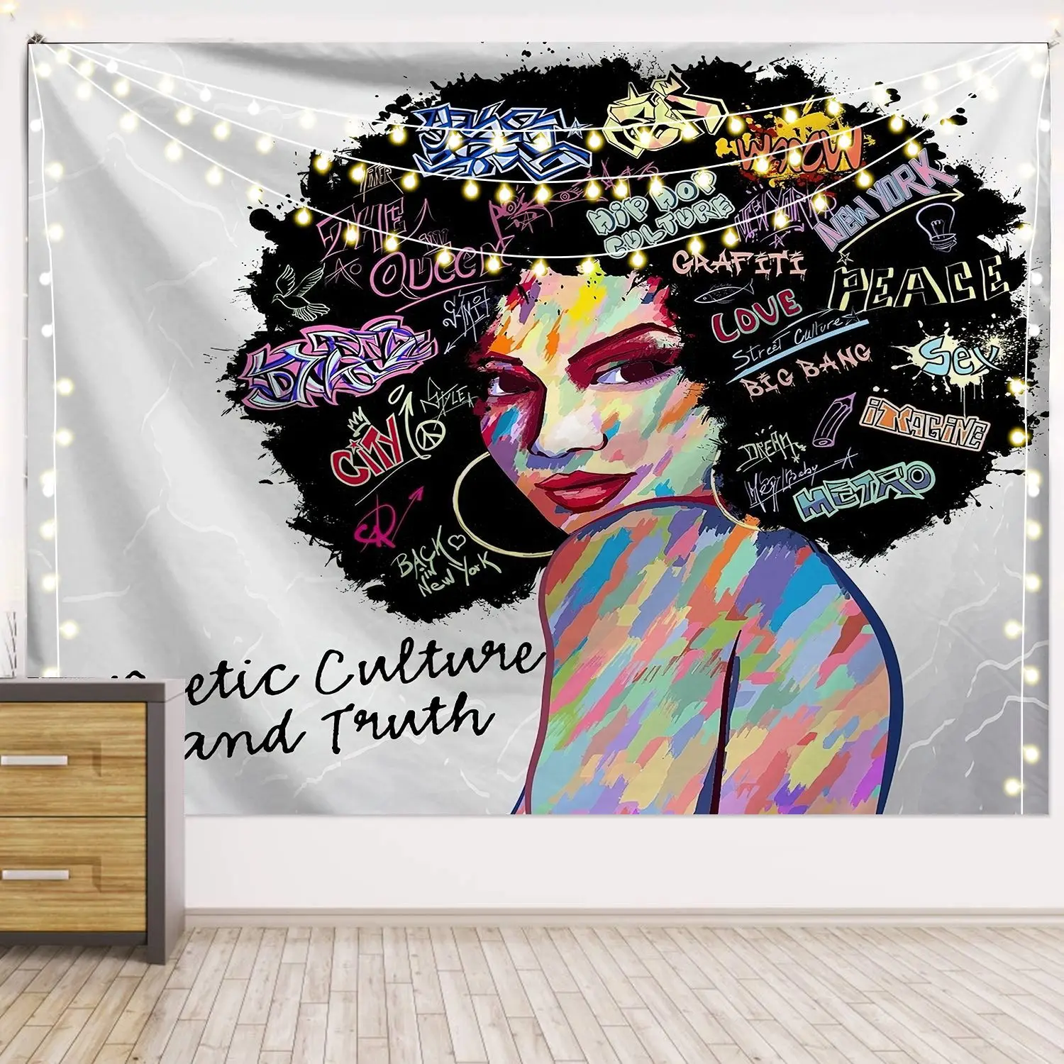 Черная девочка настенный гобелен хиппи Настенный Ковер в общежитии Украшения