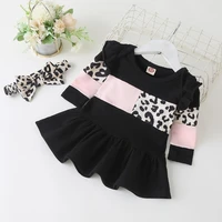 fashion fall winter toddler girl dress leopard print patchwork long sleeve girl dresses party wedding baby girl clothes 0 18m