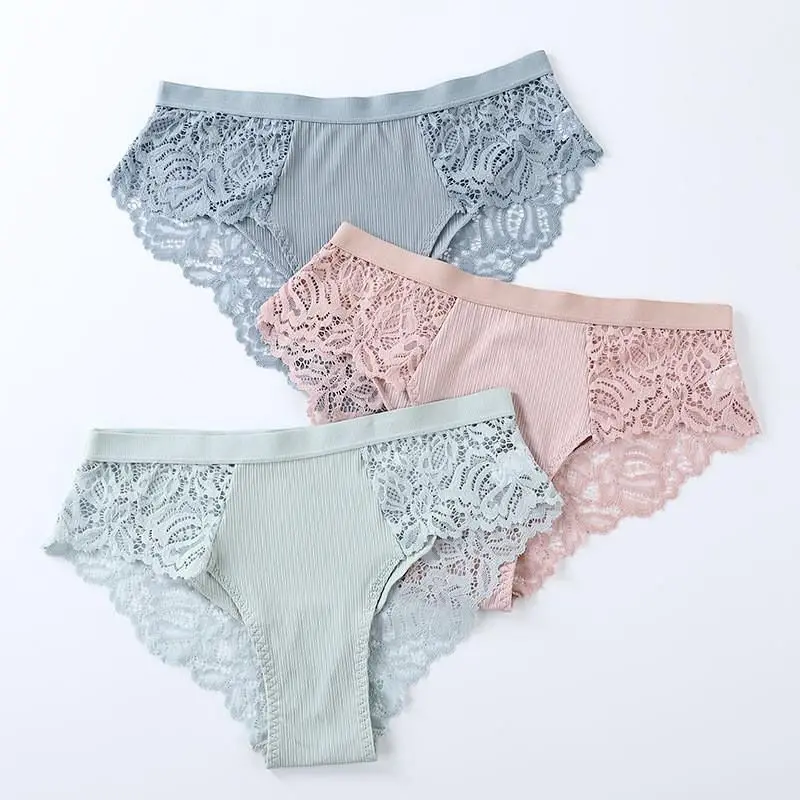 3Pcs/lot Confort Panties Sexy Panty Seampless Briefs Lace Women Underwear Lingerie for Female Girl Floral Pantys Underpants - купить по