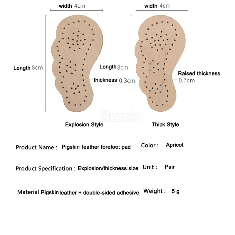 

Sunvo Comfort Leather Non-slip Insoles for Sandals High Heels Inserts Women's Slippers Self-adhesive Anti-Slip Forefoot Gel Pads