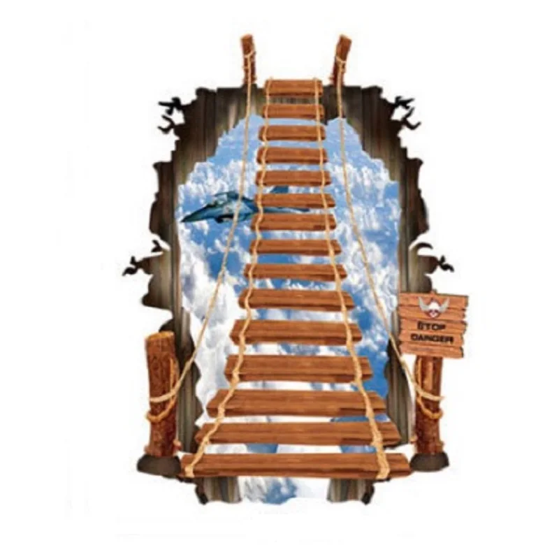3D Sky Cable Stairs Staircase Wall Sticker Entrance Floor Simulation Stereo Decor Removable Stickers | Дом и сад