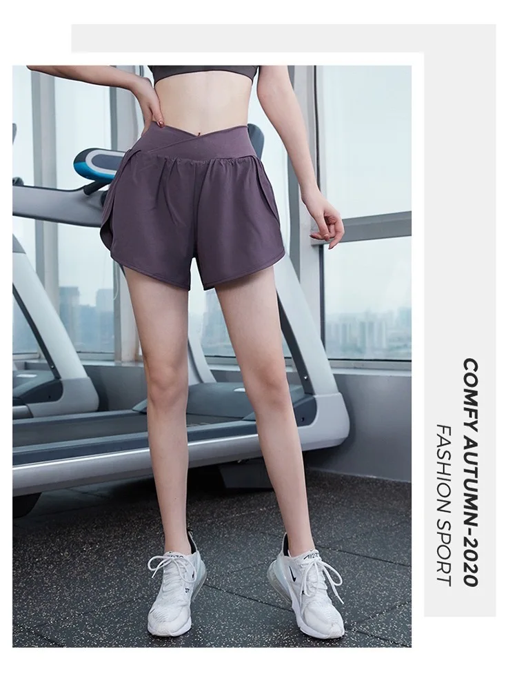 

2021 Summer Running Shorts Women 2 In 1 Marathon Quick Dry Shorts Gym Loose Sport Shorts Breathable Yoga Shorts