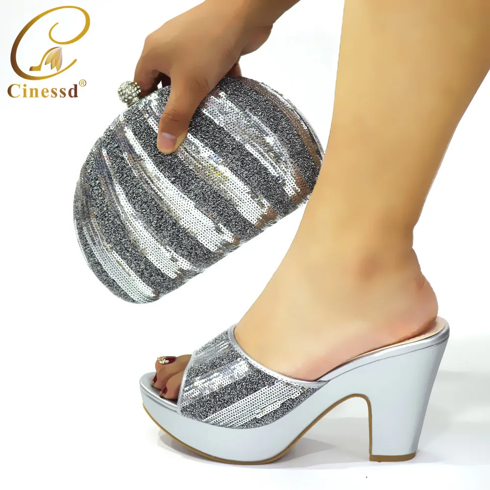 Новейшая модель Женские туфли лодочки для вечеринки в нигерийском стиле Туфли на