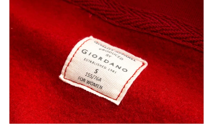Giordano Для женщин пальто с капюшоном и длинным рукавом с флисовой подкладкой; толстовка с капюшоном с завязки на одежде Mujer Kanga карманом Теплые Топы 05329782