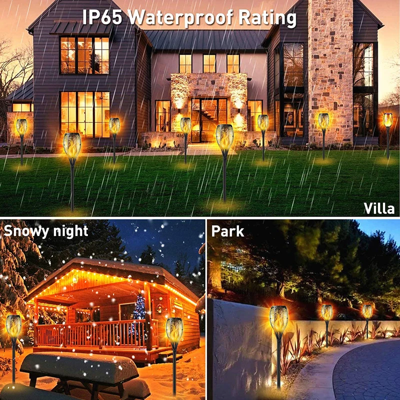 Открытый 96LED мерцающим пламенем Солнечный фонарь светильник Водонепроницаемый