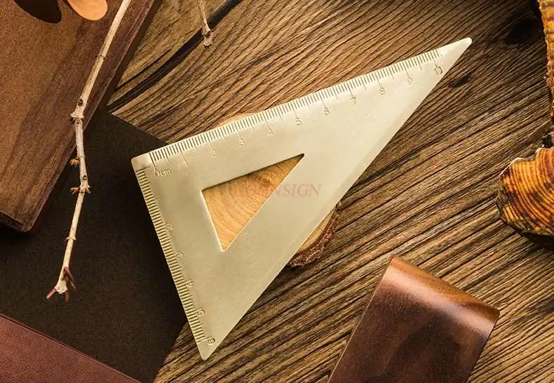 Ретро латунная металлическая линейка в комплекте треугольная линейка от AliExpress WW