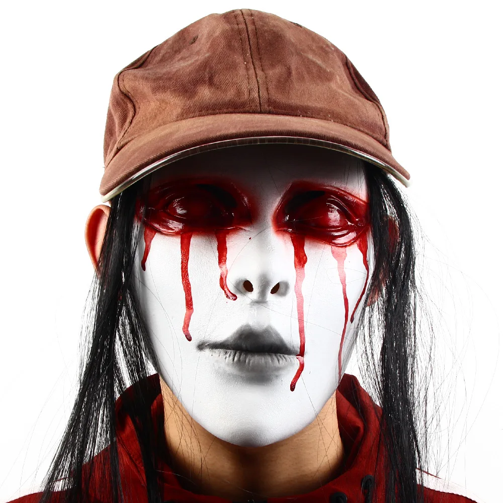 

Halloween Ghost Mask Cosplay Party Terror Wig Face Terrifying Props Hardcore Bloodiness