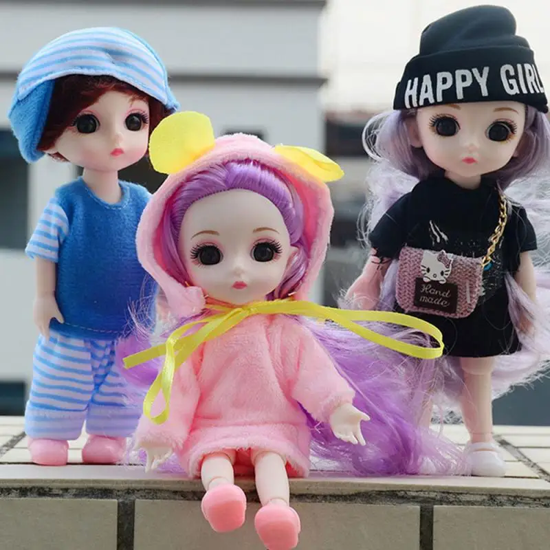

New 16 Cm BJD Mini Doll 13 Movable Joint Girl Baby 3D Big Eyes Beautiful DIY Toy Doll With Clothes Dress Fashion Doll For Bebe.