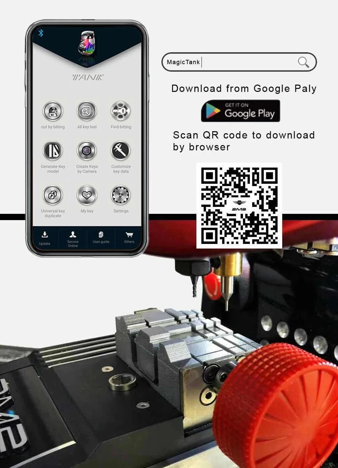 Автоматический станок для резки ключей Magic Tank PLUS на базе Android 2M2 Bluetooth с ЧПУ