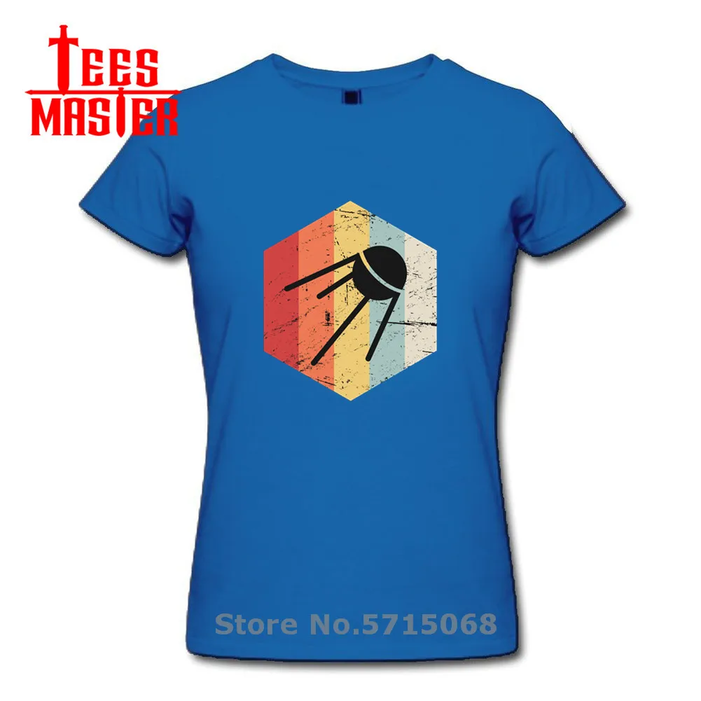 Ретро спутник значок для женщин футболка CCCP пространство с ракетой России