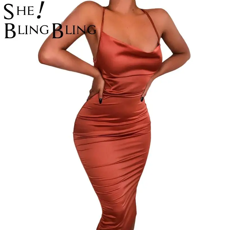 Женское ФЛУОРЕСЦЕНТНОЕ платье карандаш на бретельках с открытой спиной без