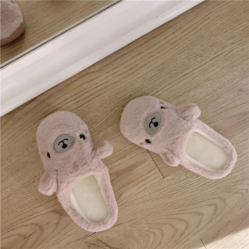 Женские хлопковые зимние домашние тапочки с милым рисунком в Корейском стиле