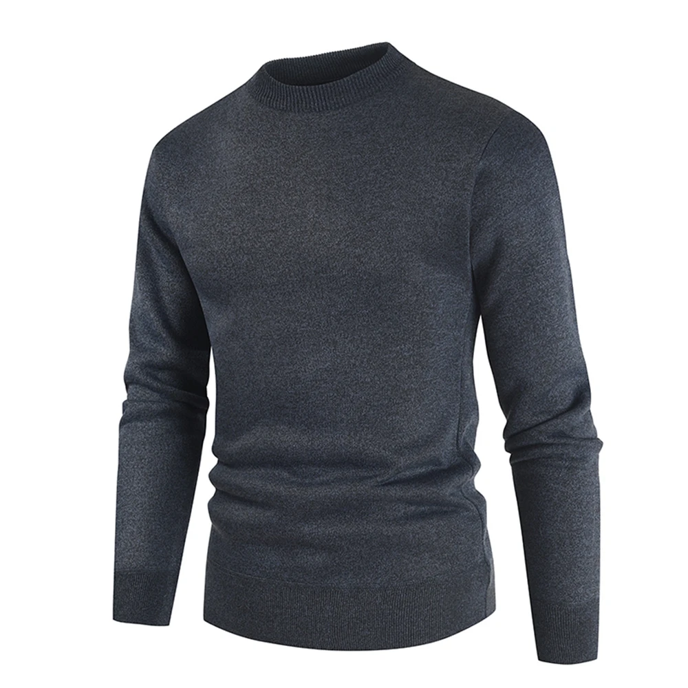 

2020 Autumn Winter Sweater Men New Men's Solid-color Round Neck with Velvet Pullover Sweater Slim Fleece Warm Men's Sweater
