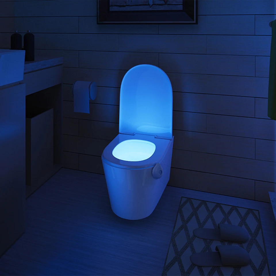 

LED Toilet Seat Night Light Motion Sensor WC Light 8 Colors Changeable Lamp AAA Battery Powered Backlight for Toilet Bowl Child