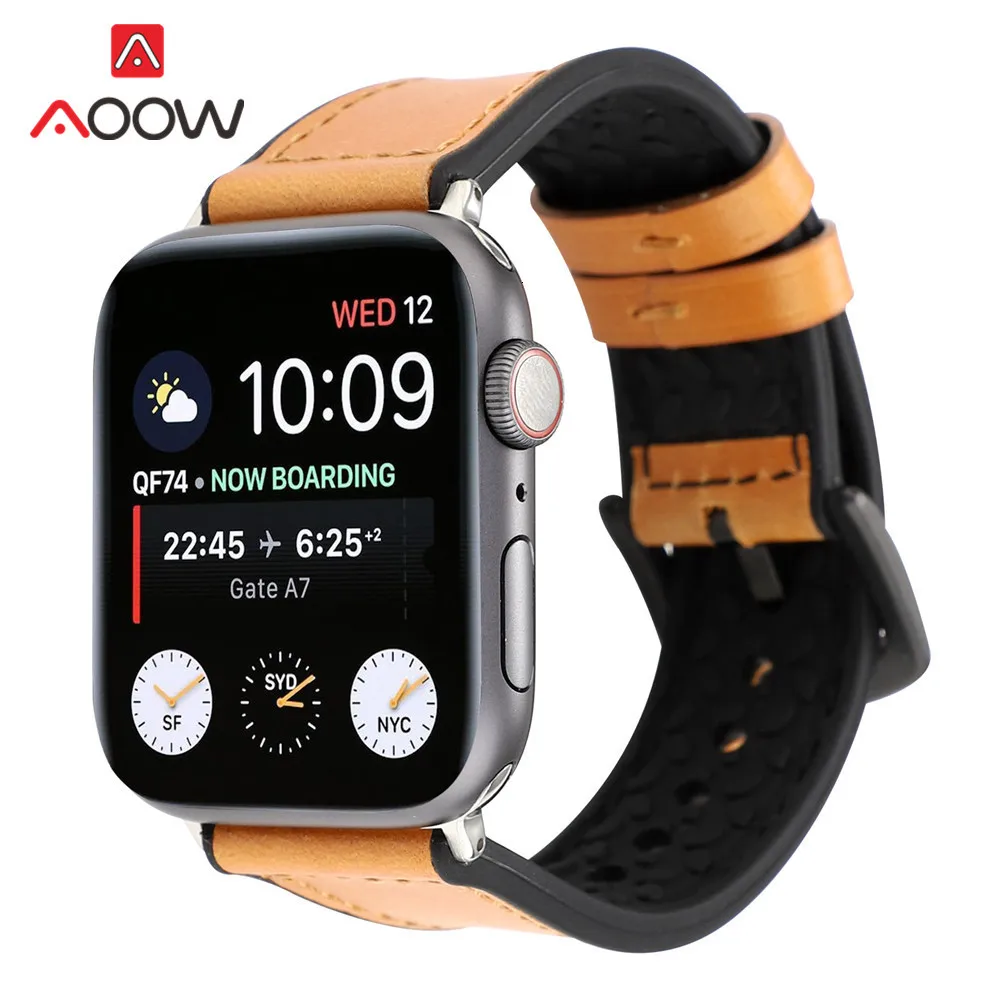 Резиновый кожаный ремешок для часов Apple Watch 40 мм 44 мм 38 42 красная черная пряжка мужской женский спортивный браслет ремешок для iwatch 1 2 3 4