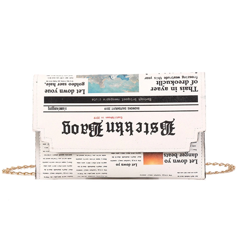 white Envelope Bag Oswego, женская сумка-конверт, новинка, индивидуальная, струйная, газетная, клатч, сумки, Джокер, на плечо, сумка-мессенджер, на цепочке, вечерние сумки - Цвет: white Envelope Bag
