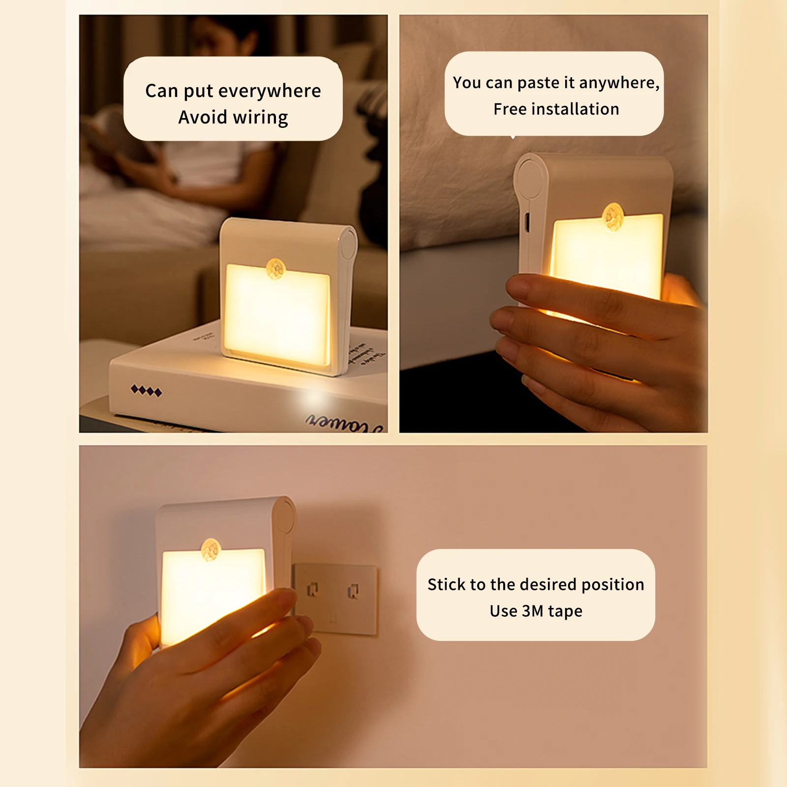 

2pcs LED Motion Sensor Night Light Rechargeable Infrared Sensor Night Light For Cabinets Stairs Pantry Corridor Bathroom Kitchen