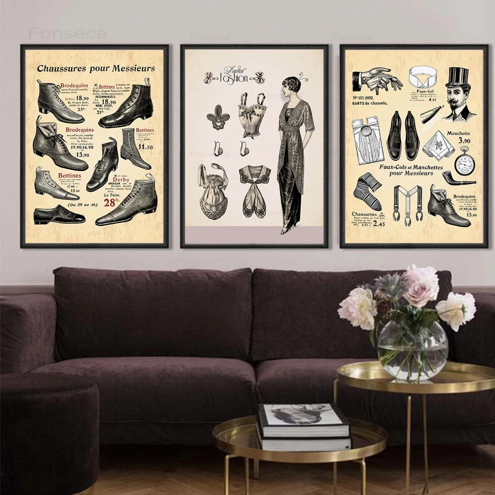Модный винтажный плакат прайс-лист на линию для девушек холст живопись ретро