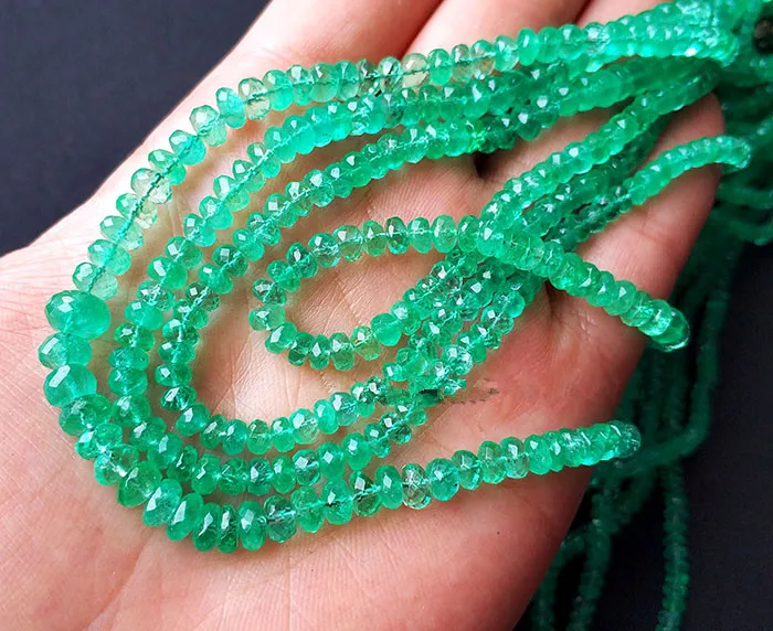 

loose beads green Emerald roundel 2.5-4.6mm faceted 40cm for DIY jewelry making FPPJ wholesale beads nature gem stone