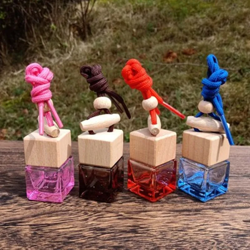 

4Pcs Car Air Freshener Perfume Hanging Glass Empty Bottle Auto Rearview Mirror Ornament Oil Diffuser Car-styling Fragrance